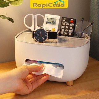 RapiCasa Tempat tisu tisue organizer box tempat stationary kotak penyimpanan multifungsi kotak penyimpanan desktop dukungan ponsel penyimpanan remote