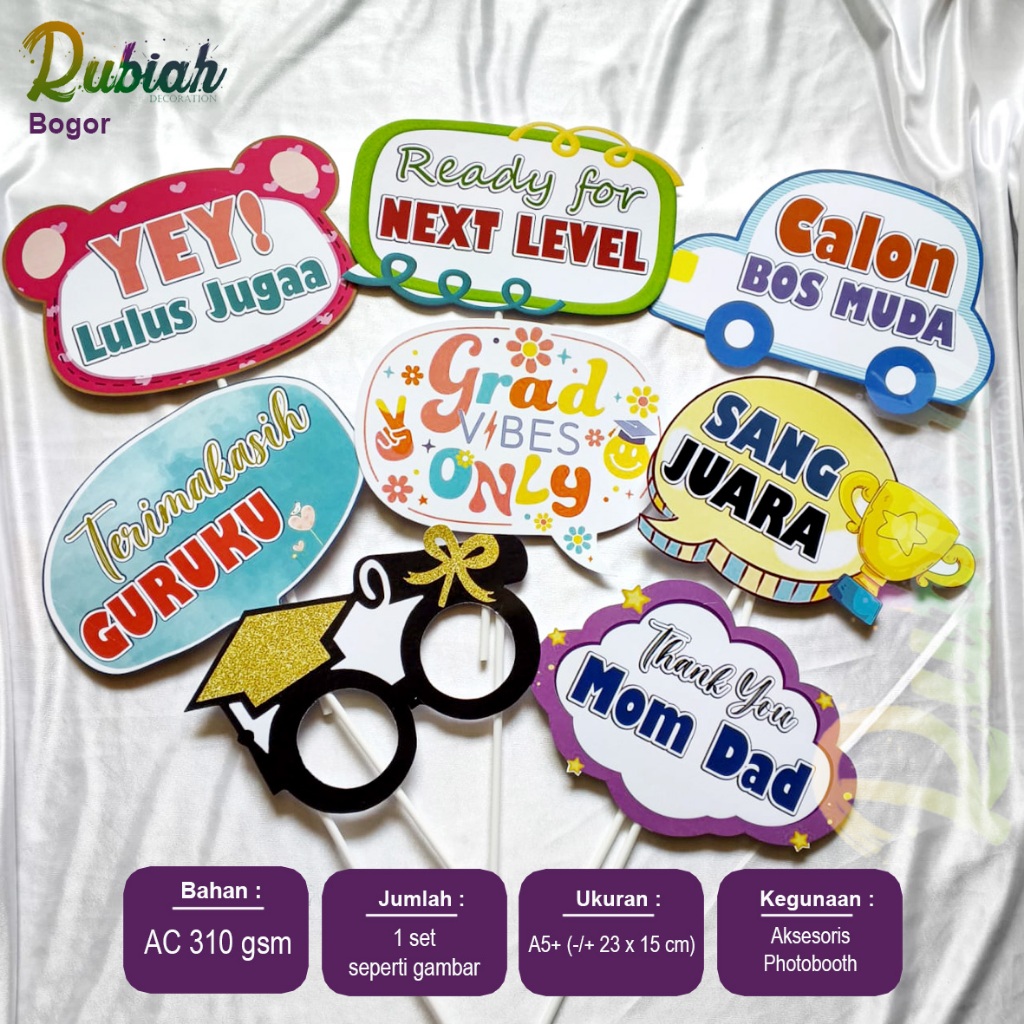 Graduation Photobooth Accessories ภาค 2 บรรจุ 8 ชิ้น / Photobooth / รับปริญญา / อําลาโรงเรียน