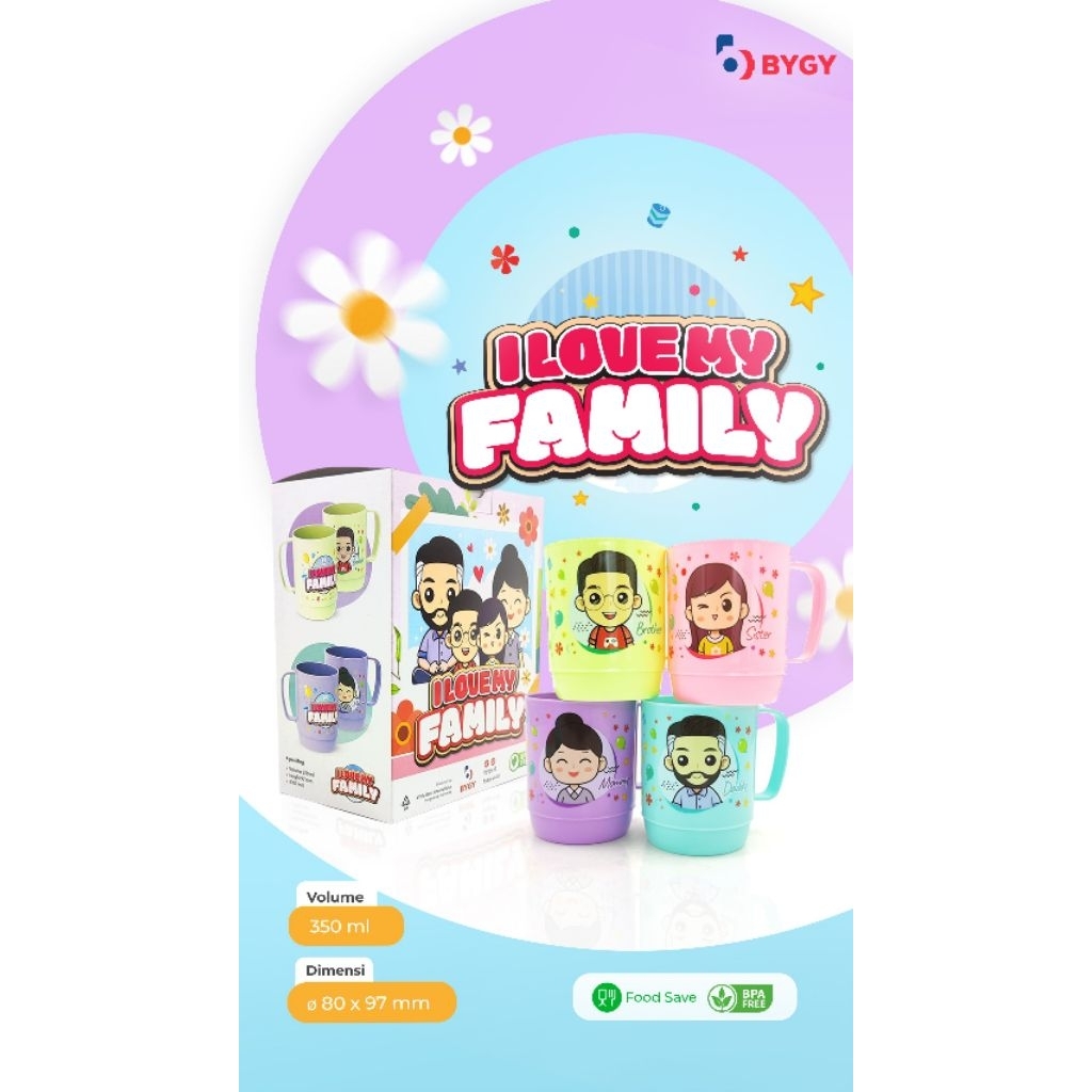 FAMILY 4IN1 แก้วแก้วเด็กชุด FAMILY 4 ชิ้นแก้ว Biggy ชุดถ้วยคู่