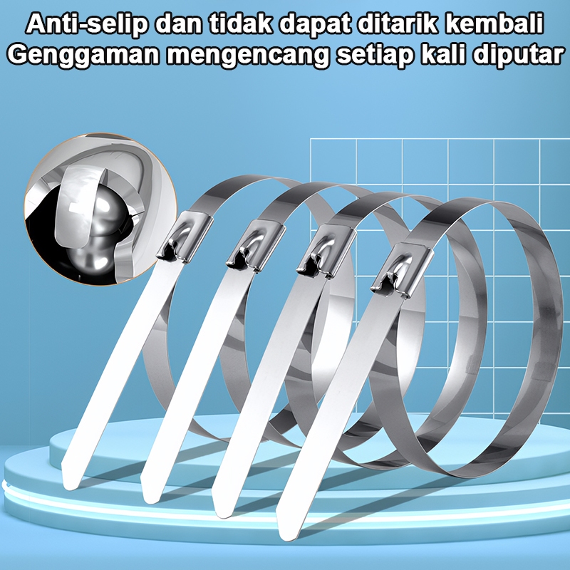 Shopingo Cable Tie สแตนเลส 304 ล็อคด้วยตนเองป้องกันสนิมที่แข็งแกร่งสําหรับในร่มกลางแจ้ง