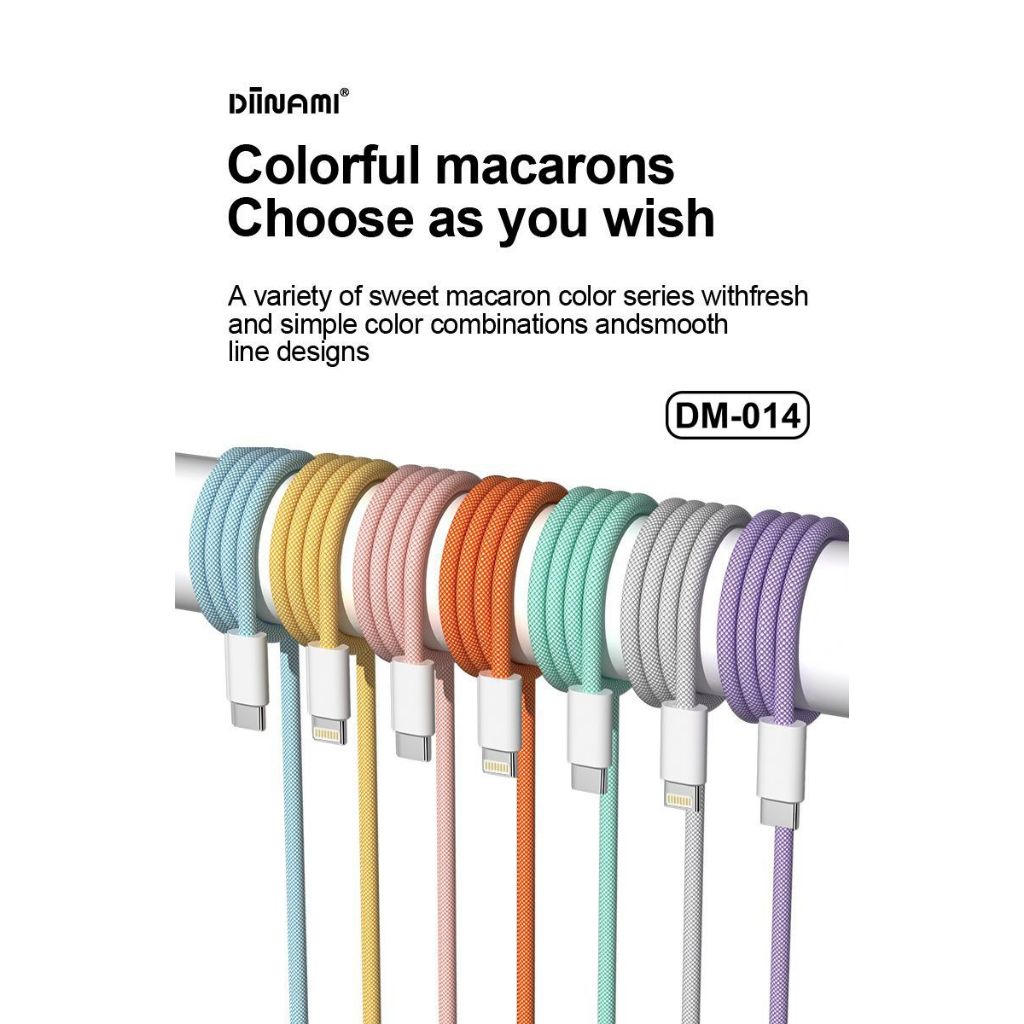 สายชาร์จข้อมูล DINAMI macaron DM-014 (ไม่รวมประเภท c) รองรับสูงสุด 25W รองรับ 1 เมตร 24 เดือนสําหรับ