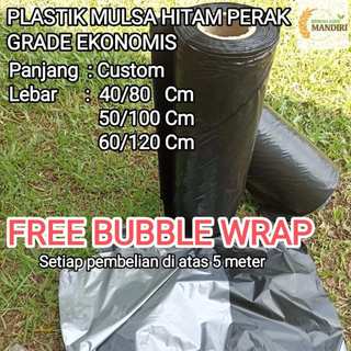 PLASTIK MULSA HITAM PERAK GRADE EKONOMIS ECERAN METERAN LEBAR 80 100 120 CM