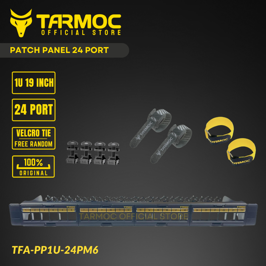 Tarmoc TFA-PP1U-24PM6 | 24 พอร์ต UTP Cat5 Cat6 แผงแพทช์โดยไม่ต้องผูก Velcro ฟรีโมดูลาร์