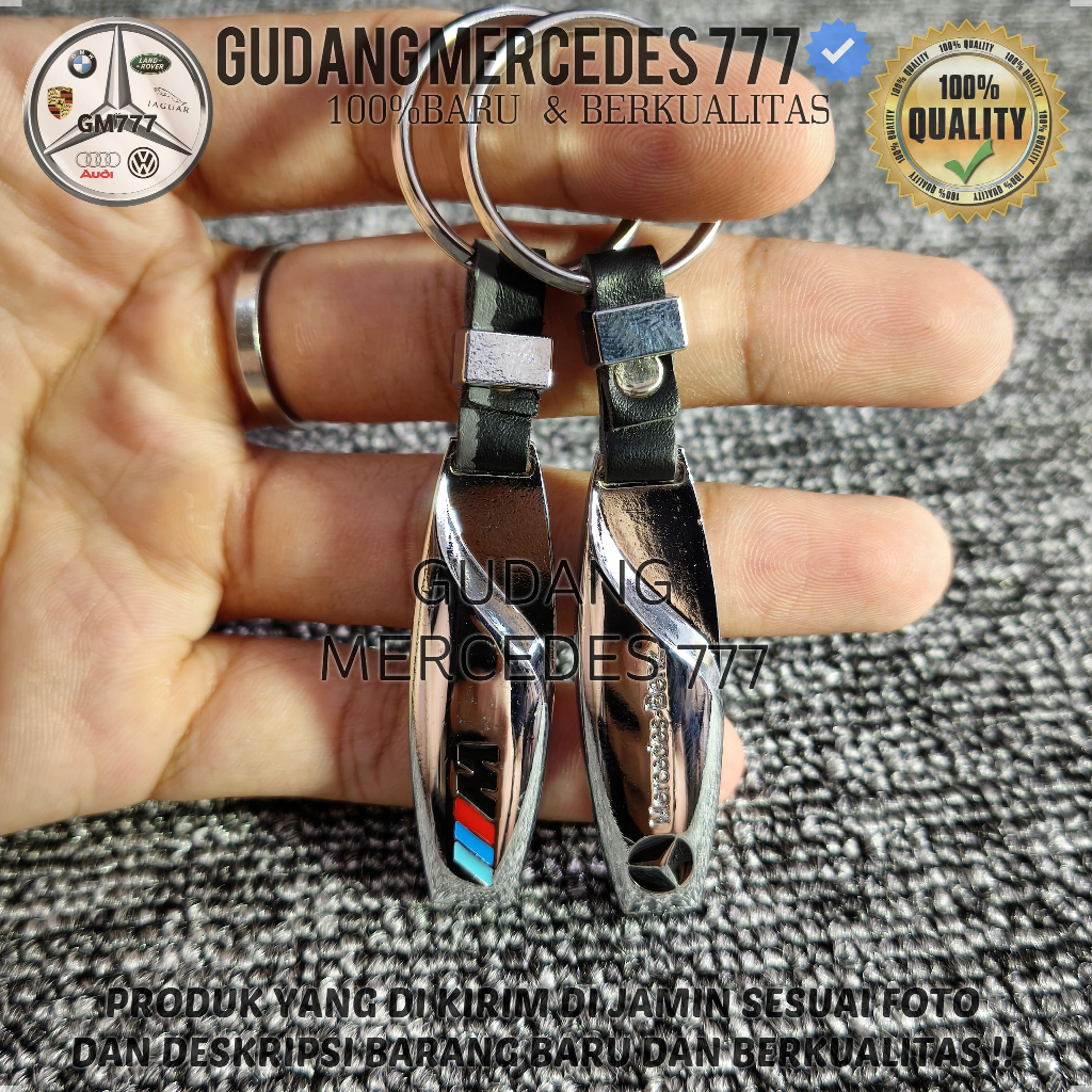 GANTUNGAN พวงกุญแจรถสแตนเลสพร้อมโลโก้ MERCEDESBENZ AMG BMW MPOWER