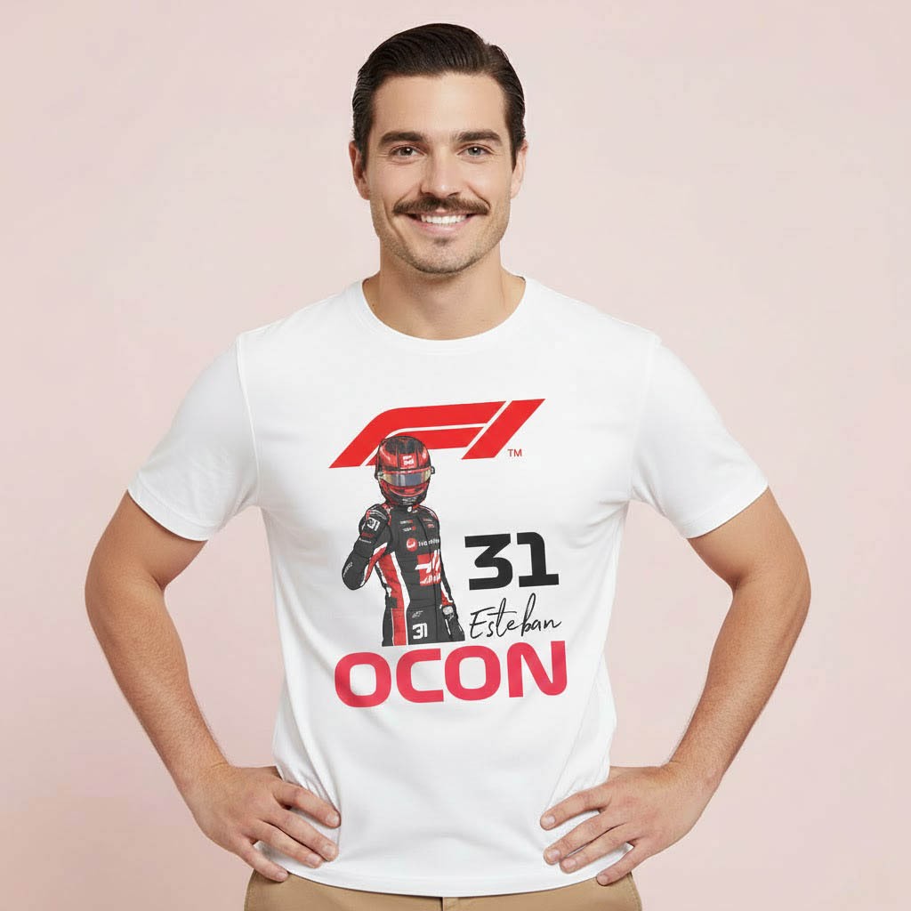 Esteban Ocon Ferrari F1 Cotton Combed Premium T-SHIRT แขนสั้นและแขนยาว