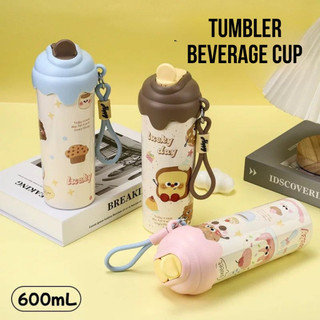 TUMBLER CUTE BAKERY STAINLESS SUS 316 600ML / TUMBLER SEDOTAN MOTIF KARTUN DESSERT LUCU + GANTUNGAN