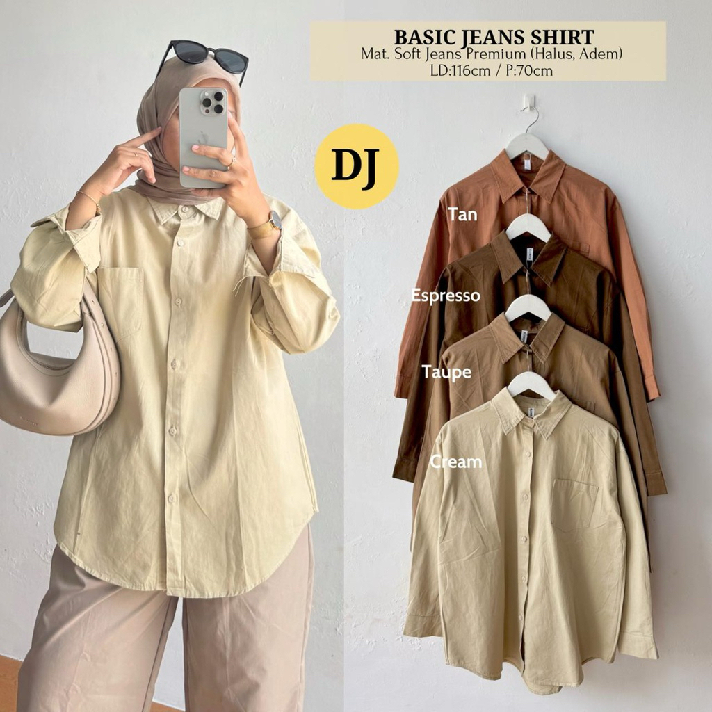 KEMEJA NO CANCEL• Basic Jeans Shirt by DJ• Soft Jeans Casual Shirt Top