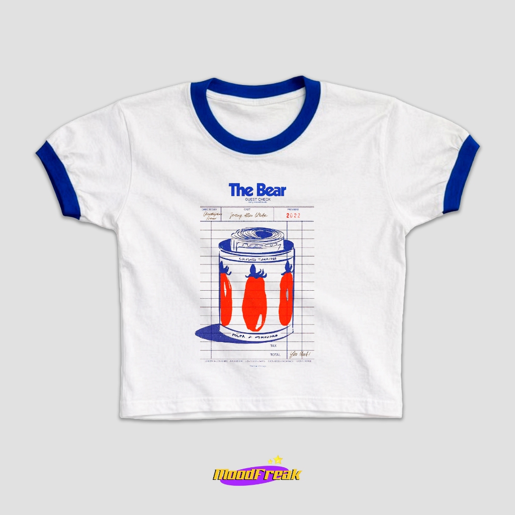MoodFreak Ringer Baby Tee The Bear Guest Check Y2K Top Style