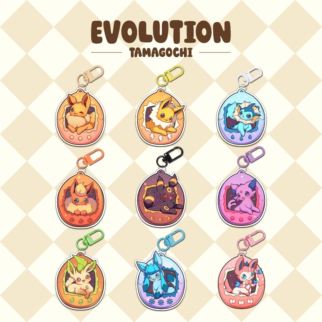 GANTUNGAN [KEYCHAIN] Tamagoci Evolution Pokemon Color Character flareon espeon glaceon jolteon eeve 