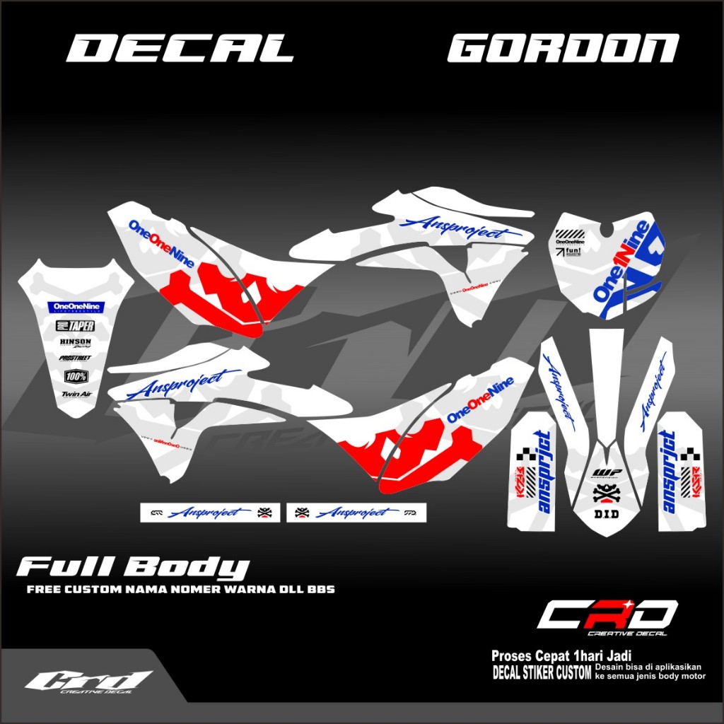 สติ๊กเกอร์รูปลอก KLX GORDON FULL BODY DECAL GORDON DECAL STICKER VARIATION KLX GORDON ฟรี REQUEST
