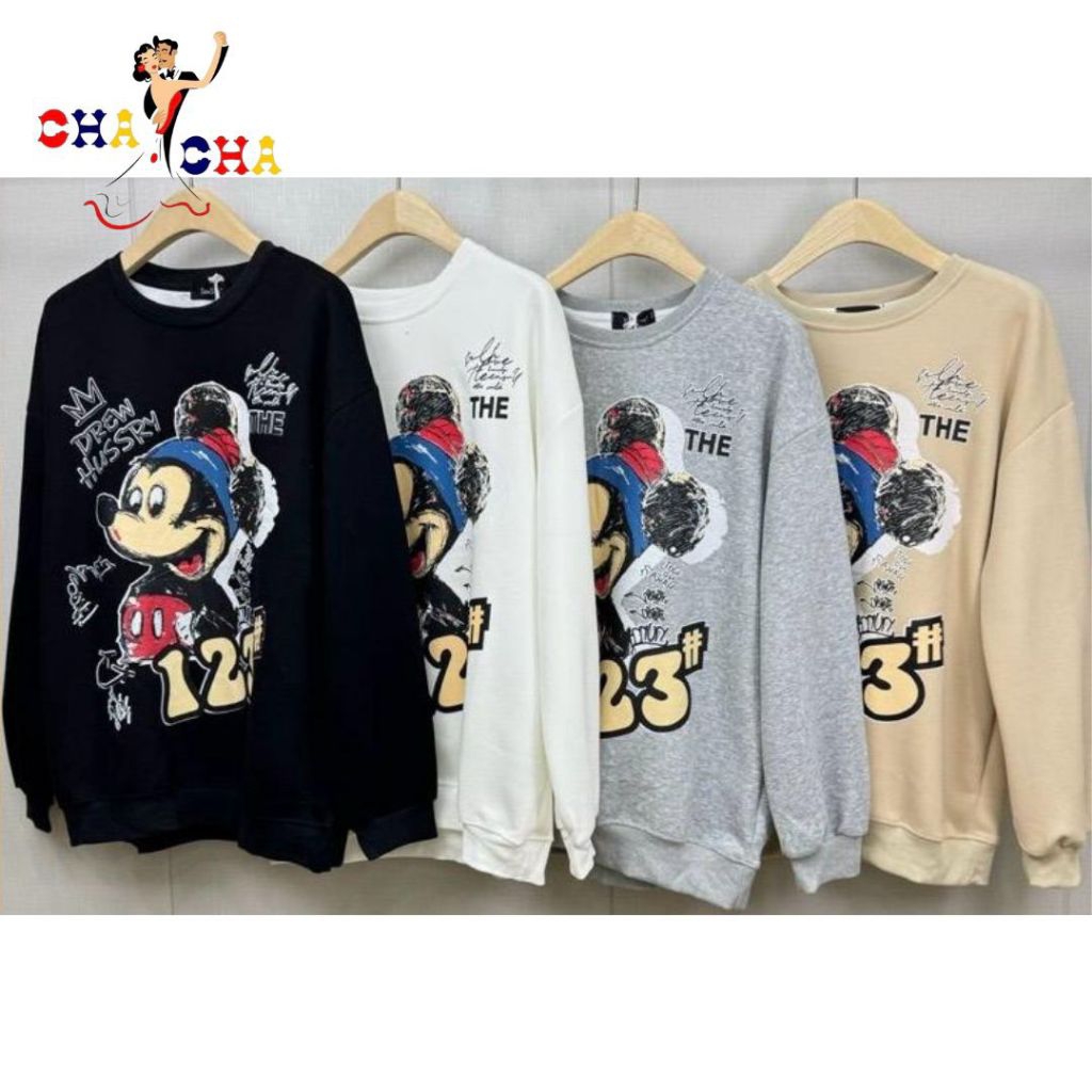 CHASHOP - เสื้อสเวตเตอร์ OVERSIZED พร้อม MINIE SMILE & WHITE MOTIF MK 123 / IMPORTED OVERSIZE CASUAL