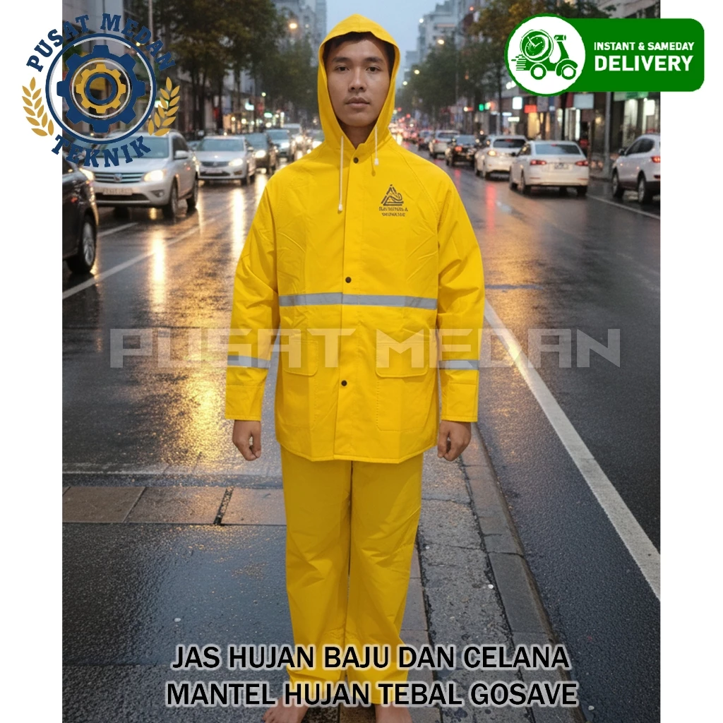 ชุดเสื้อกันฝนผู้ใหญ่ XXL พีวีซี มีแถบสะท้อนแสงสำหรับขับขี่มอเตอร์ไซค์ thumbnail 6