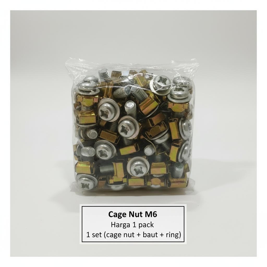 Cage Nut M6 + Bolt / M6 square Nut + Bolt / server Bolt + M6 Nut - ราคาต่อแพ็ค (100 ชิ้น)