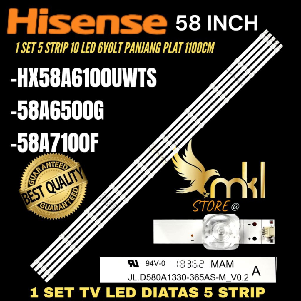 HISENSE 58 INCH LED TV BACKLIGHT HX58A6100UWTS- 58A6500G- 58A7100F 58 INCH TV BACKLIGHT