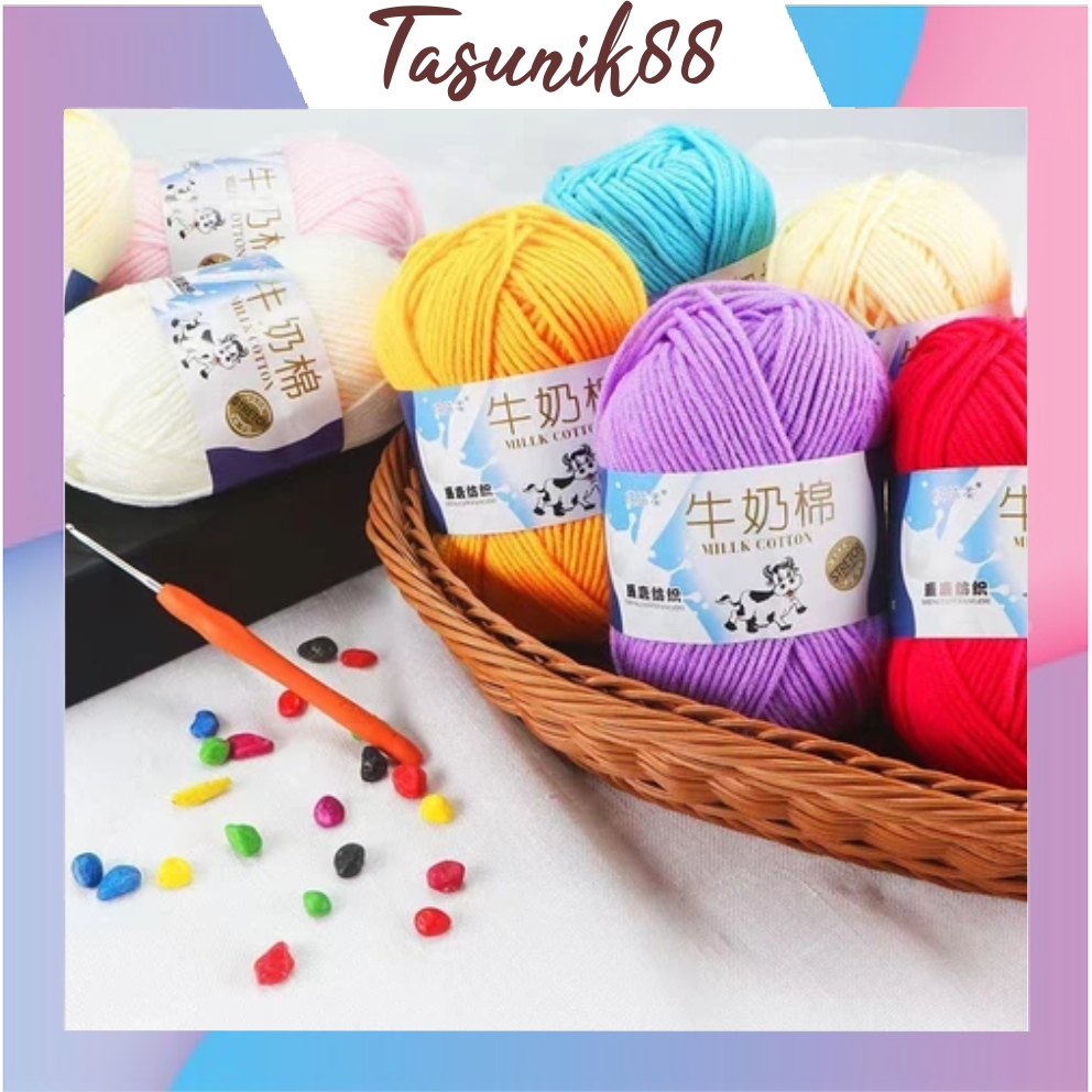 KATUN TASUNIK88 นําเข้าคุณภาพเส้นด้ายถักผ้าฝ้าย Big Ply / 5ply Milk Cotton เส้นด้ายโครเชต์ (ตอนที่ 1