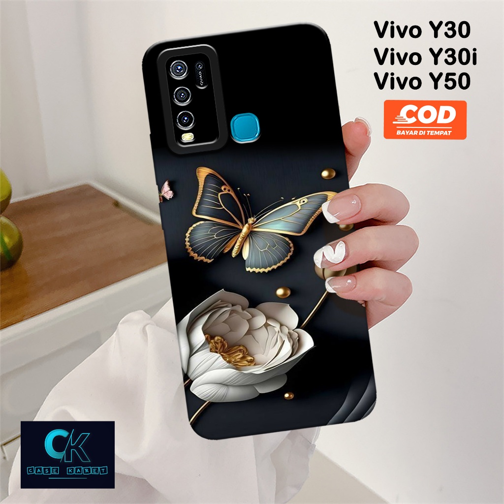 HP เคส Vivo Y30 / Y30i / Y50 ล่าสุด - เคสแฟชั่นผีเสื้อ - เคสยาง - เคส Vivo Y30 / Y30i / Y50 - เคส Vi