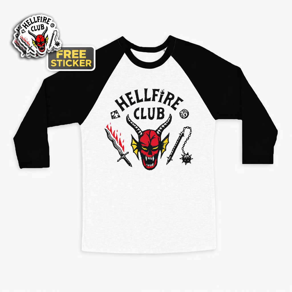 Hellfire Club Stranger Things Raglan 3/4 เสื้อยืดแขน