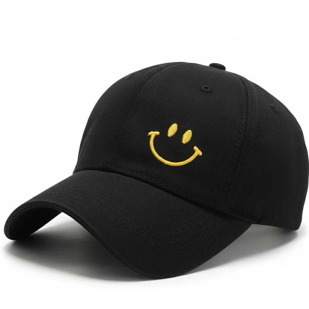 หมวกเบสบอลเกาหลีสําหรับผู้ชายและผู้หญิง รุ่น SMILE งานปักเรียบง่าย Distro Trandy 2026 Unisex