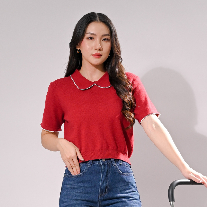 MKY CLOTHING KNIT POLO SHORT SLEEVE TOP