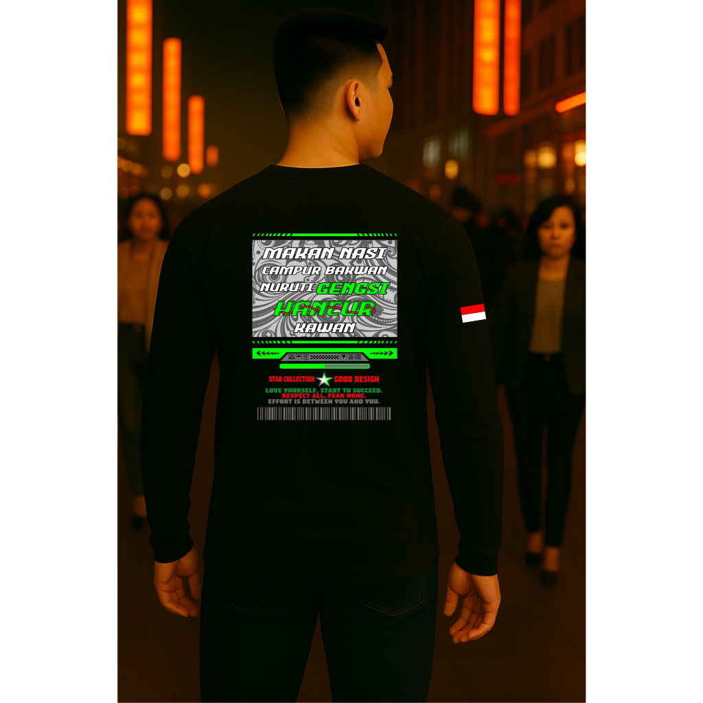 KATUN เสื้อยืดแขนยาวผู้ชายและผู้หญิง Noutin Gangsi Hancur Kawan Cool Smooth Soft Semi-Premium Cotton