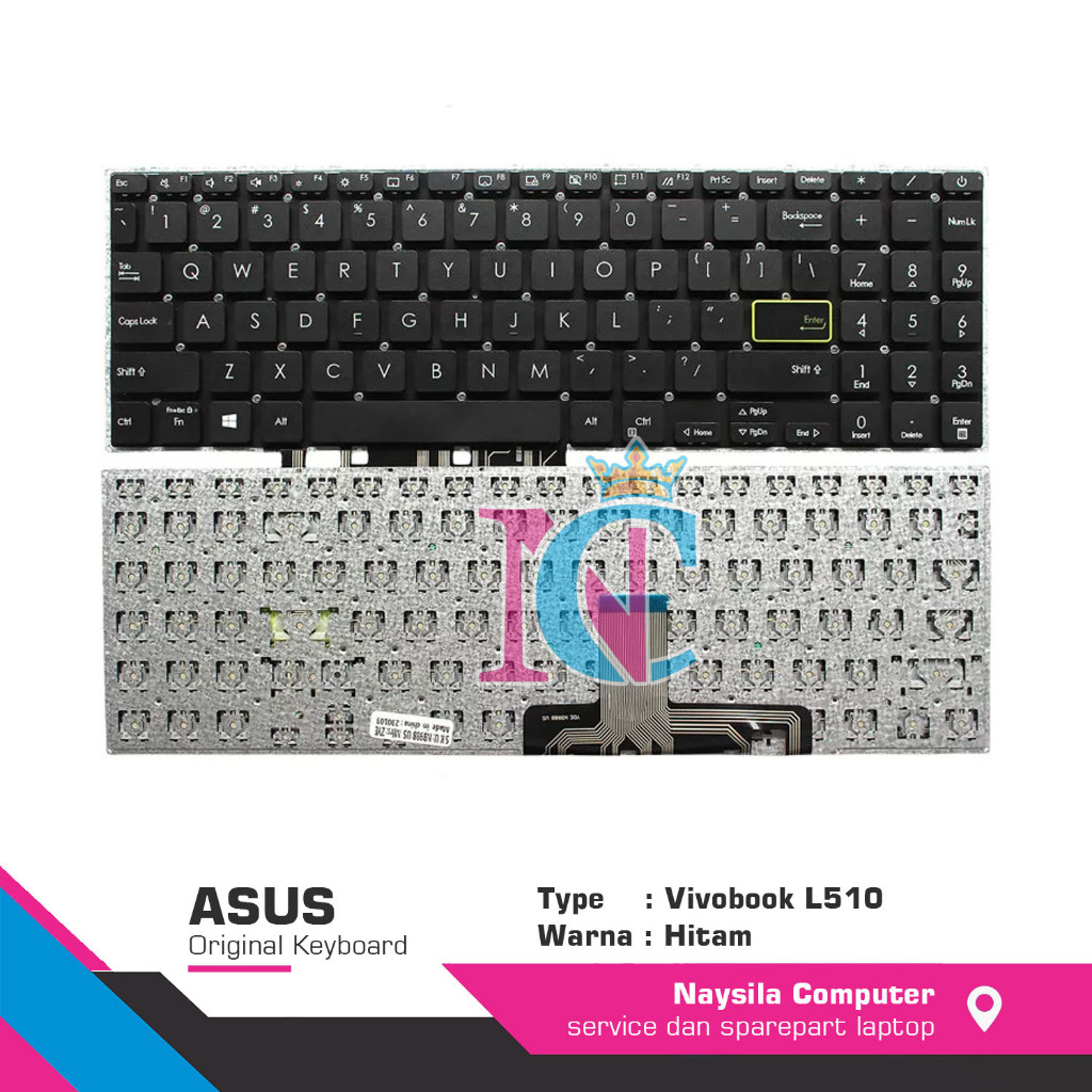 Asus VivoBook E510 E510M E510MA L510 L520M L510MA แป้นพิมพ์แล็ปท็อปสีดํา
