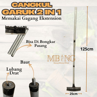 Mbang-Mbeng Garuk Gulma Baja Gergaji asli NEW MODEL Gagang 125 cm Full Besi / Alat Garuk Rumput liar 2 in 1