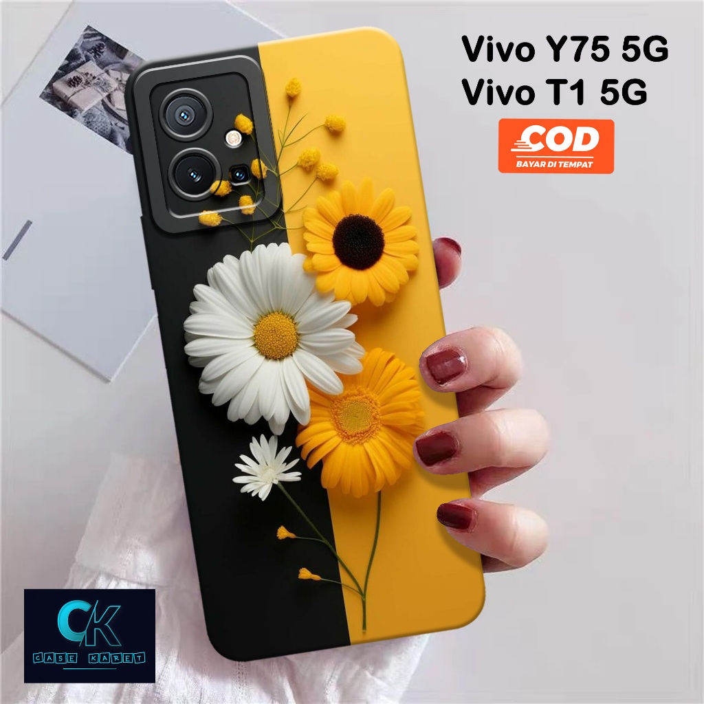 HP เคส Vivo Y75 5G / T1 5G ล่าสุด - เคสแฟชั่น FLOWER - เคสยาง - เคส Vivo Y75 5G / T1 5G - เคส Vivo Y