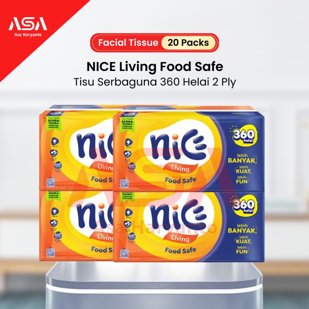 PACKAGE 20 PACKS NICE กระดาษเช็ดหน้า 360 Strands 2 Ply