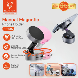 ROJO FOX RF-S02 Magnetic Phone Holder HP Magnet Mobil 360° Rotasi Vakum + Magnet 1 Detik Pasang Cepat Bisa Lipat & Foldable Multi-Suasana: Mobil, Meja, Rumah, Kantor Magnet Kuat & Multi-Angle Adjustable Cocok untuk iPhone 13/14/15/16/17 & Semua HP Android