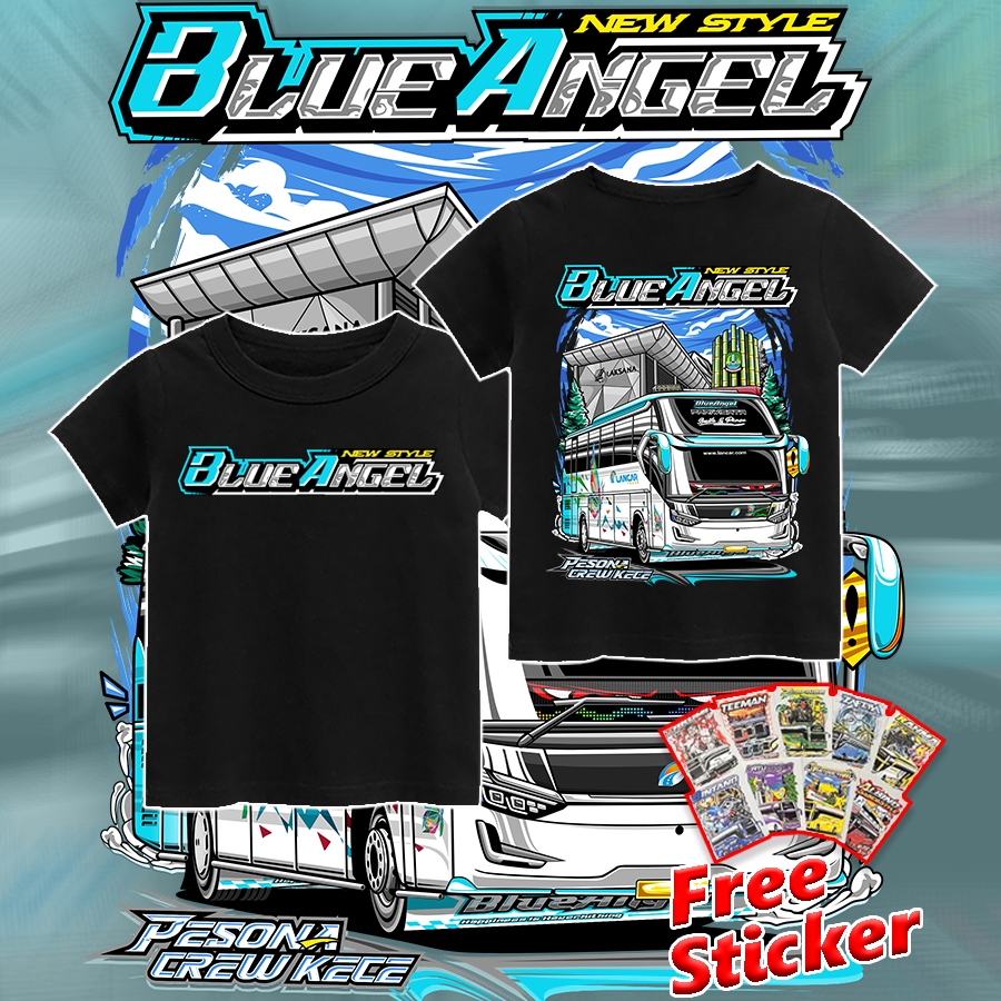 เสื้อยืด BLUE ANGEL Bus เสื้อเวกเตอร์ Bus Mania สําหรับเด็กผู้ชาย Telolet Bus 1-17 ปี