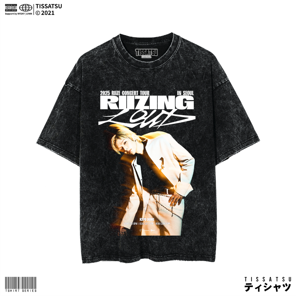 TISSATSU RIIZE เสื้อยืด Oversize Washed / เสื้อยืด Kpop Wash Slimfit / RIZE-11
