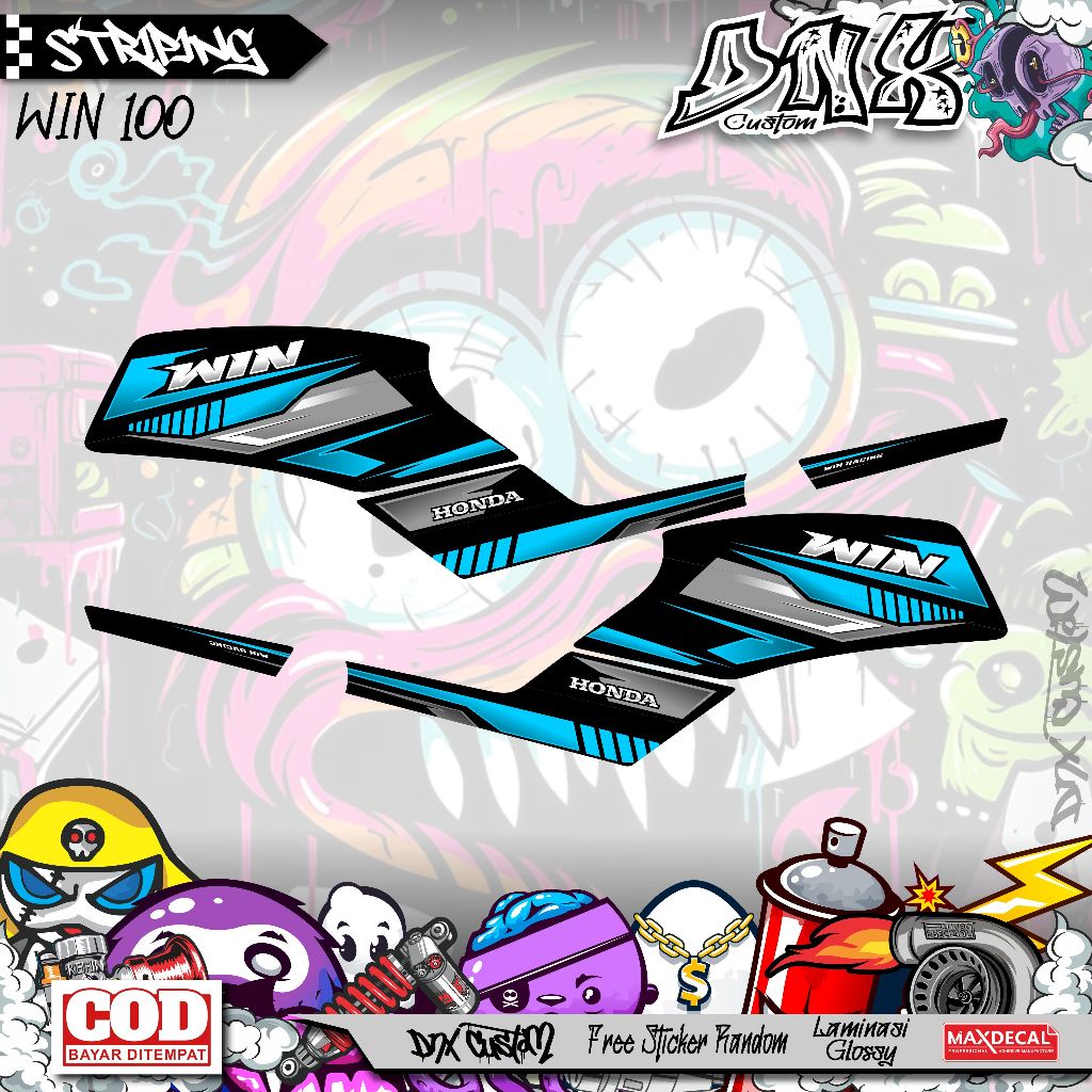 HONDA WIN 100 WINNER RACING KD38 สติ๊กเกอร์หลากหลายแถบ