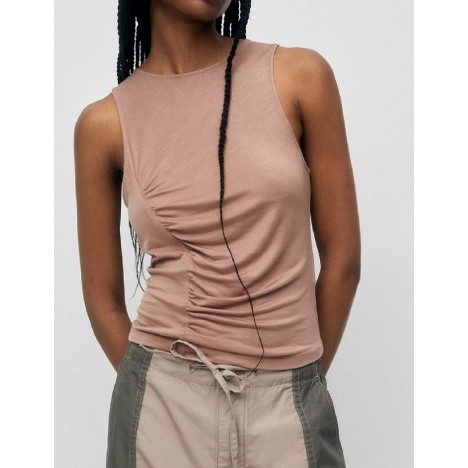 PULL & BEAR BROWN RUCHED TOP