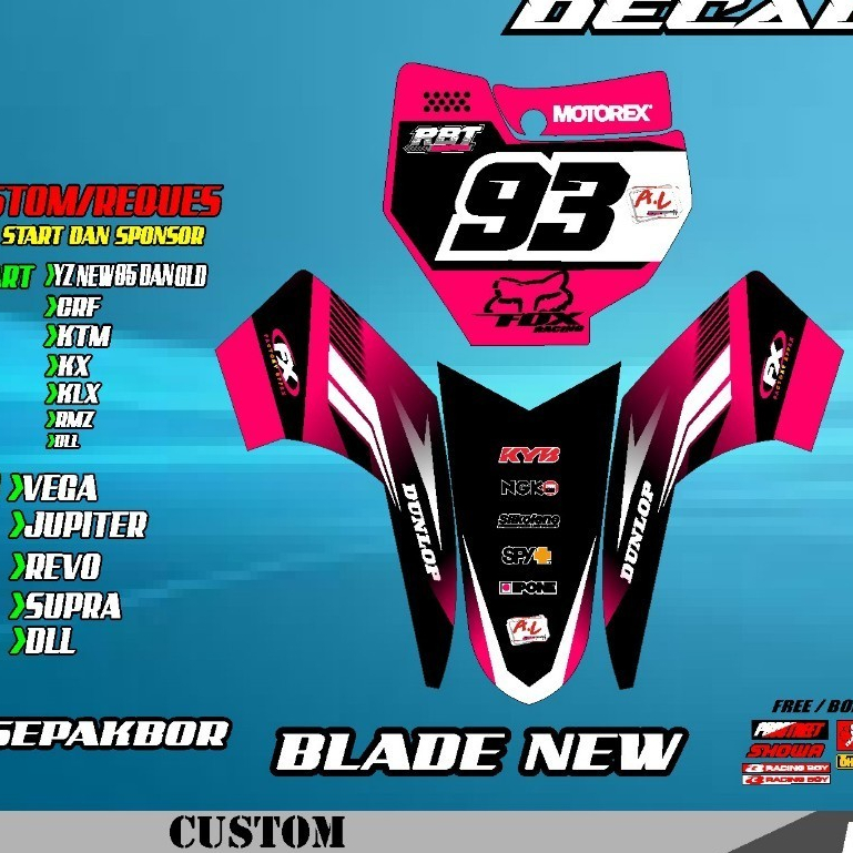 สติ๊กเกอร์ DECAL NUMBER BOARD START BLADE มอเตอร์ใหม่ CRF KLX 150 KLX BF KLX GORDON DTRACKER KX YZ K