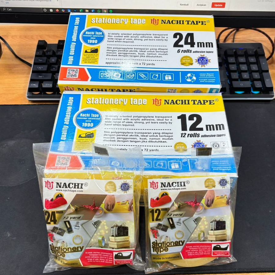 NACHI TAPE 12MM 24MM X 72 YARD / เทปเครื่องเขียน 12MM x 72 / เทปใส 1 และ 1/2 นิ้ว
