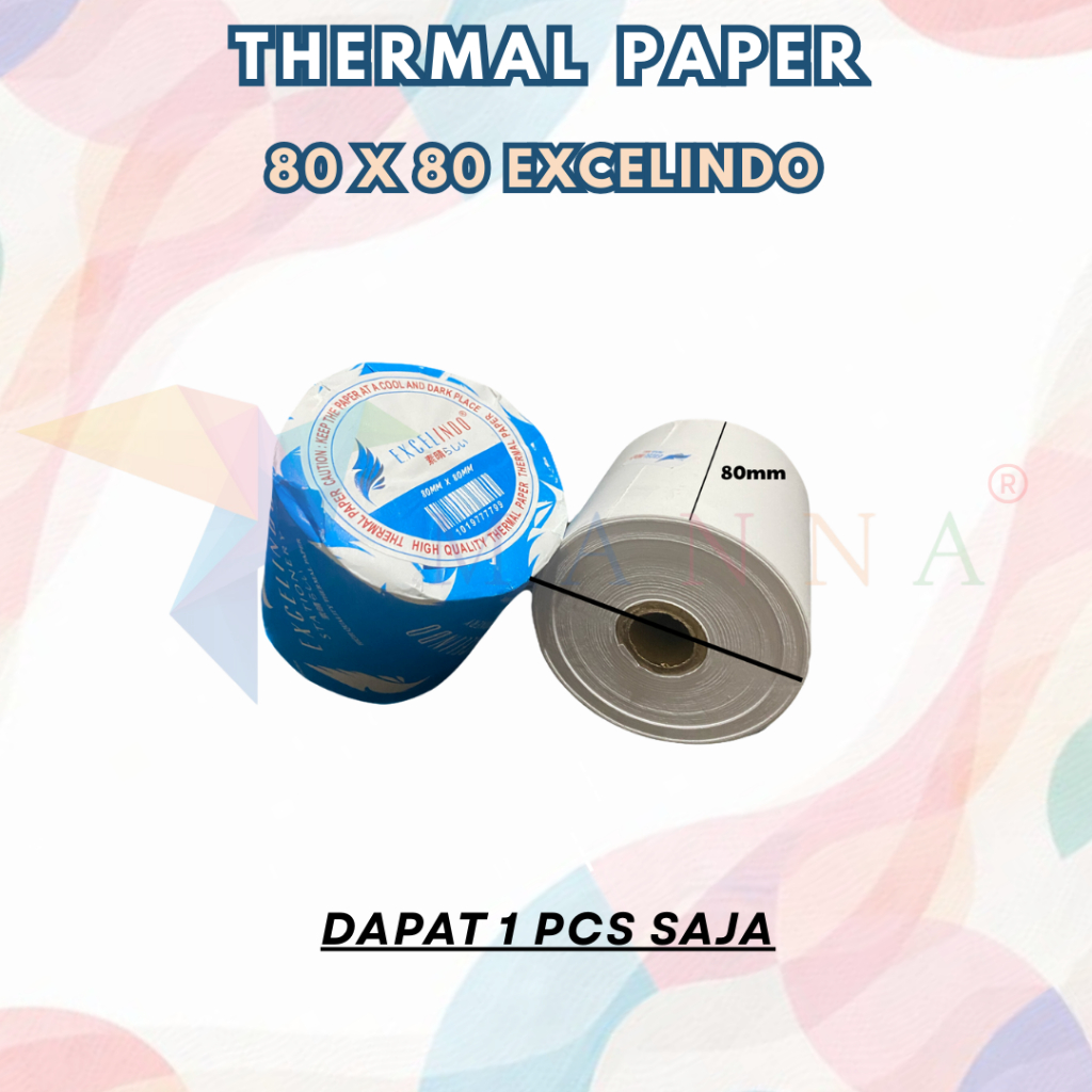 (รับ 1 ชิ้น) กระดาษเทอร์มอล Excelindo 80x80 (รับประกันการเติมใส)