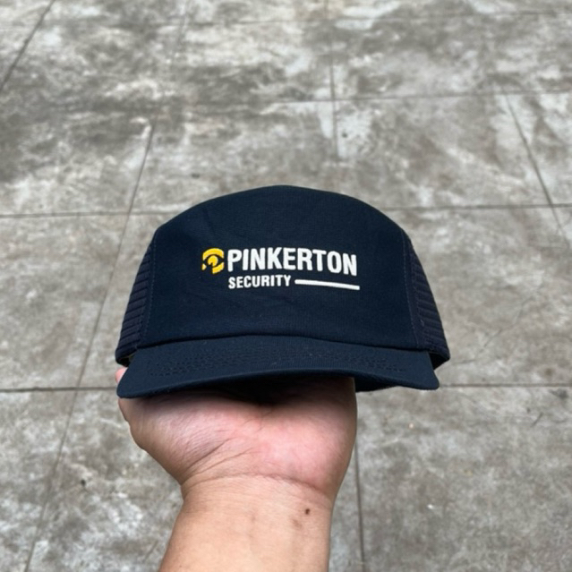 Vintage Pinkerton Security Service Snap Back Trucker Hat สีฟ้าปรับได้