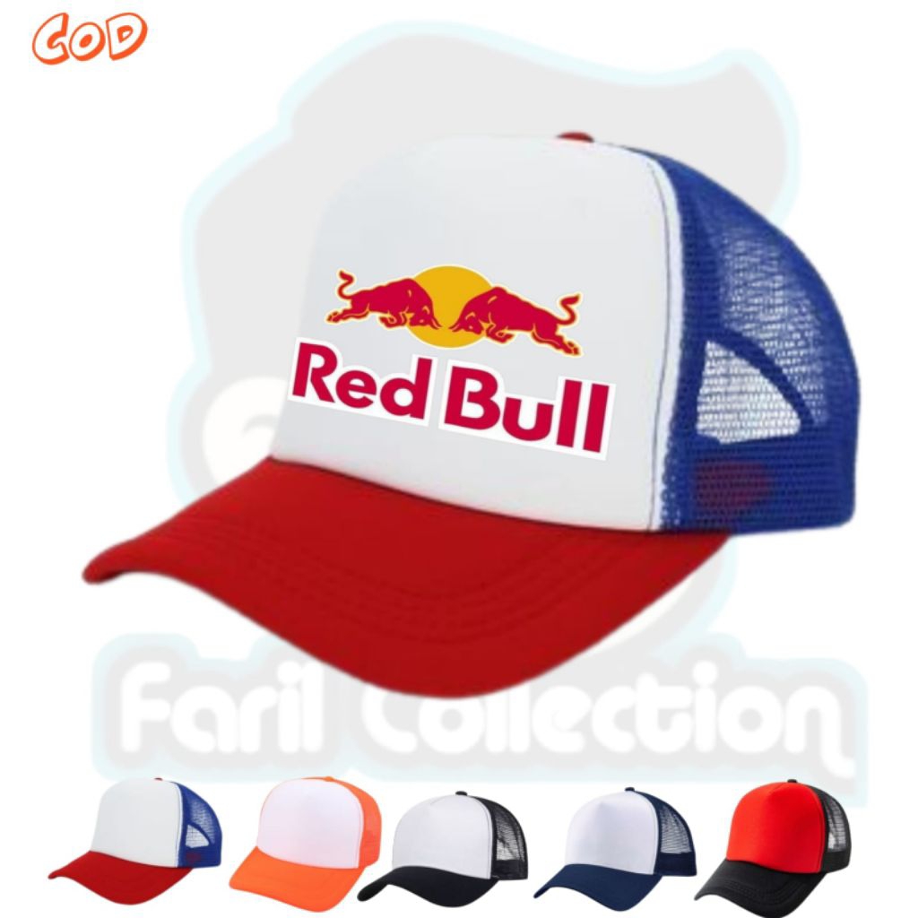 RED BULL Trucker Hat หมวกตาข่ายสําหรับบุรุษและสตรีคุณภาพระดับพรีเมียม