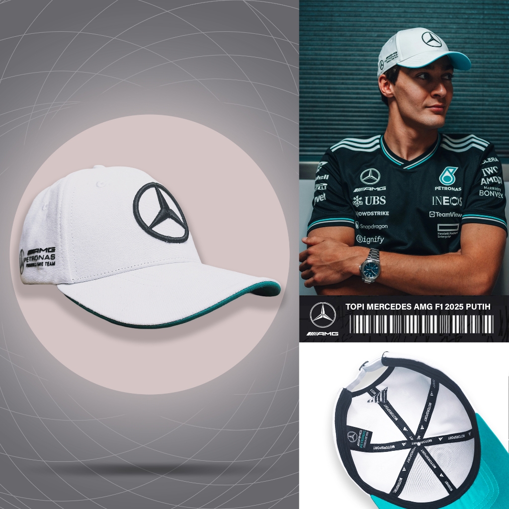 Mercedes F1 Team Caps Mercedes x adidas marcedes Benz Cap สีขาว tosca สีขาว