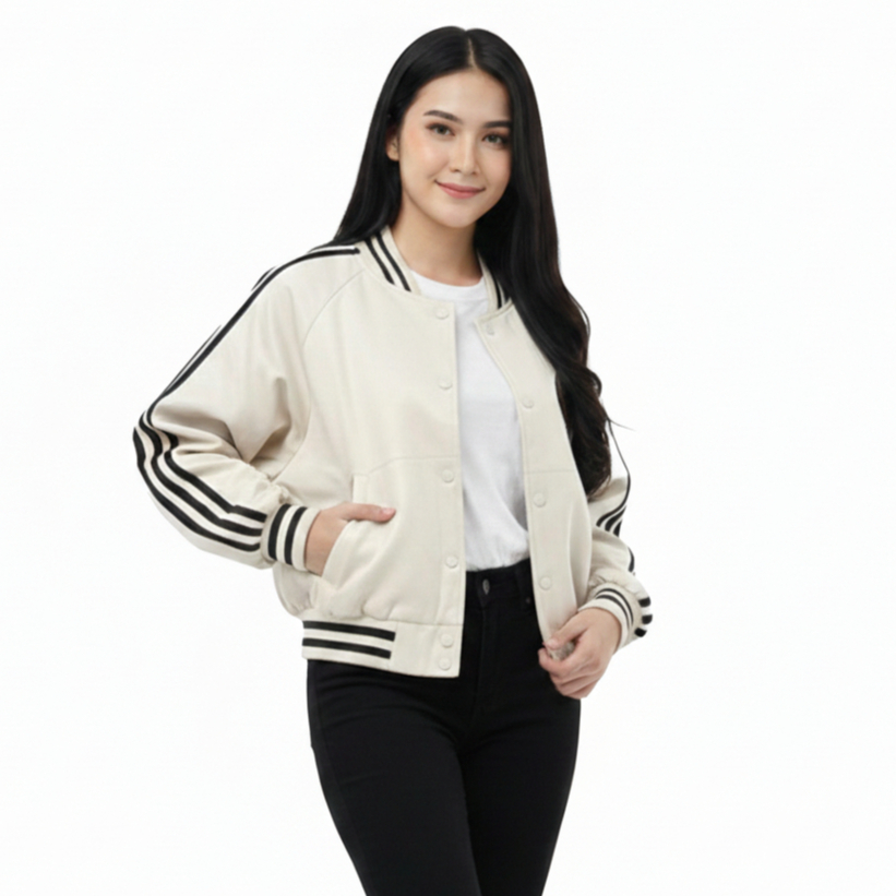 Dhozen Bomber Jacket Crop - Vienna Premium Semi-Leather Jacket