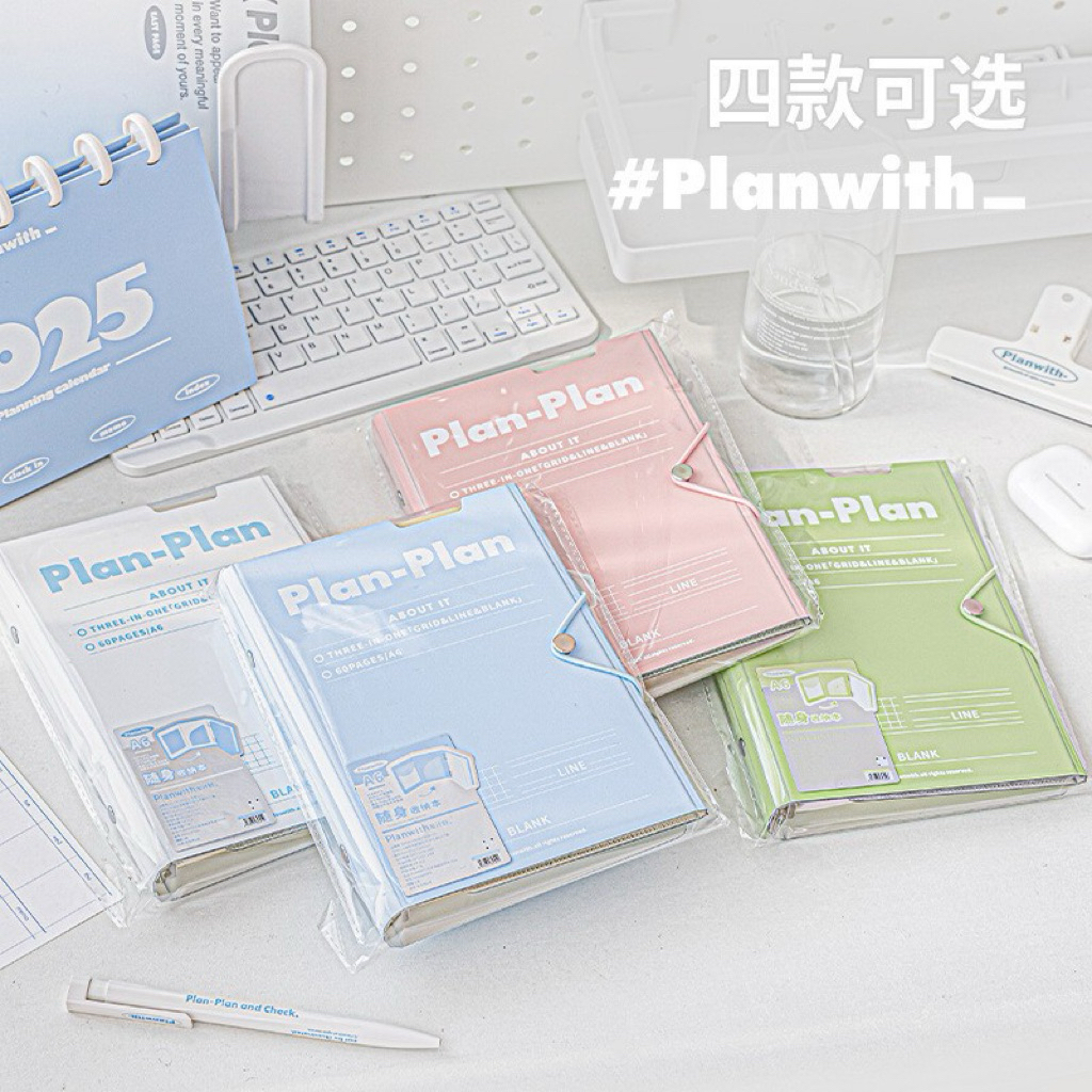 Planwith Notebook A6 Binder Journal Book Pocket Binder Notebook Planer ปกแข็ง