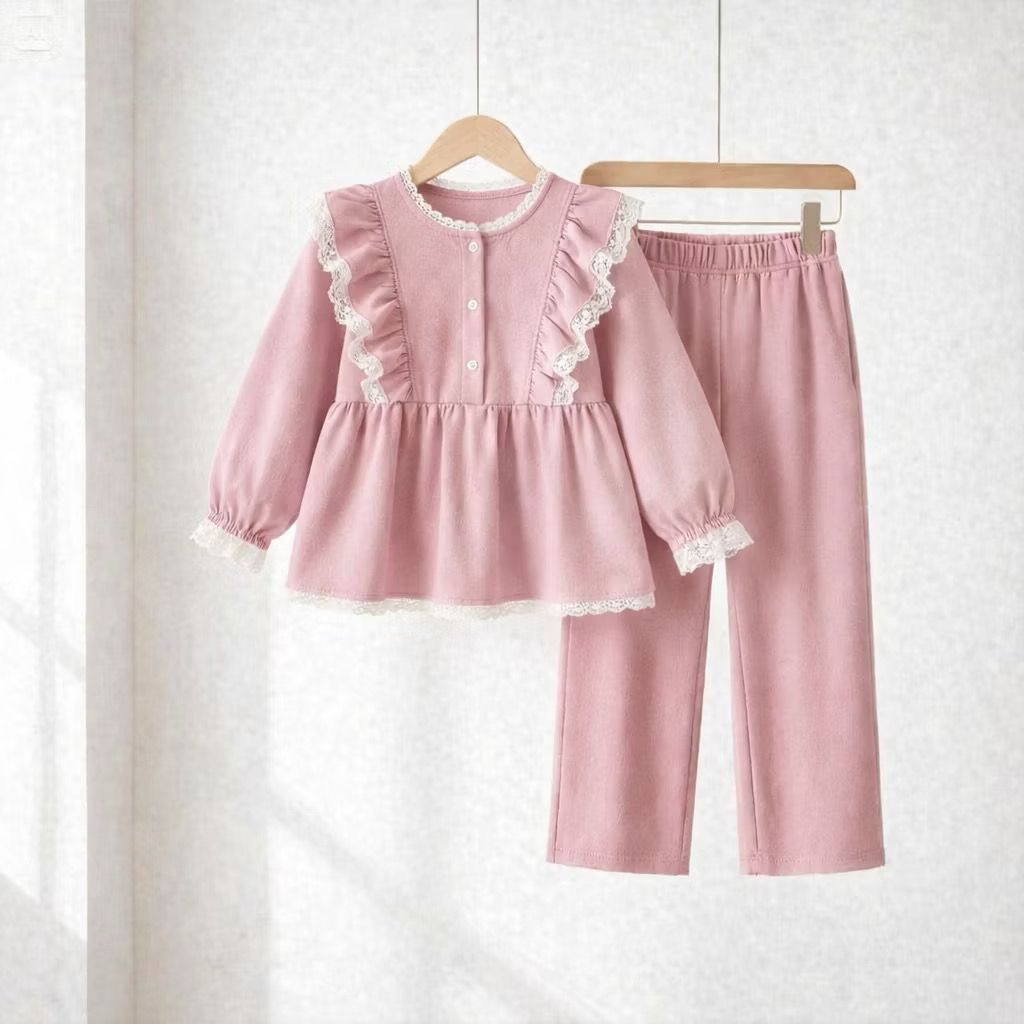 ACTIVE BUTTONS ~ KIYORA SET KIDS (3 ปี-13 ปี) CRINKLE // KIYORA SET // ชุด PLAIN ONE SET WITH LACE C