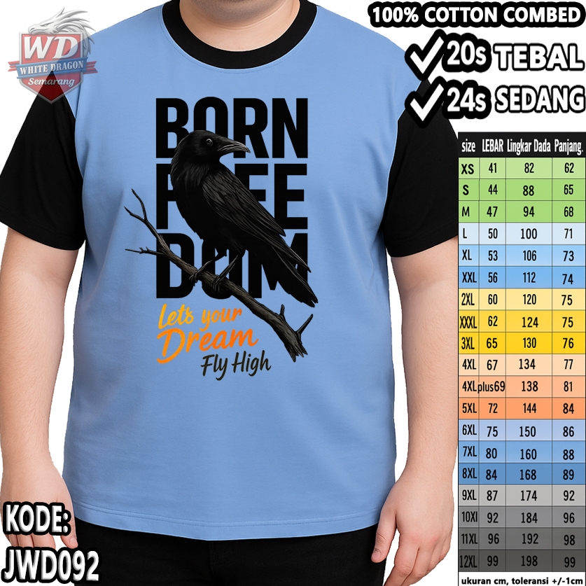 เสื้อยืด FREEDOM รหัสขนาดใหญ่ JWD092 JUMBO 2XL 3XL 4XL 5XL 6XL 7XL 8XL 9XL 10XL 11XL 12XL