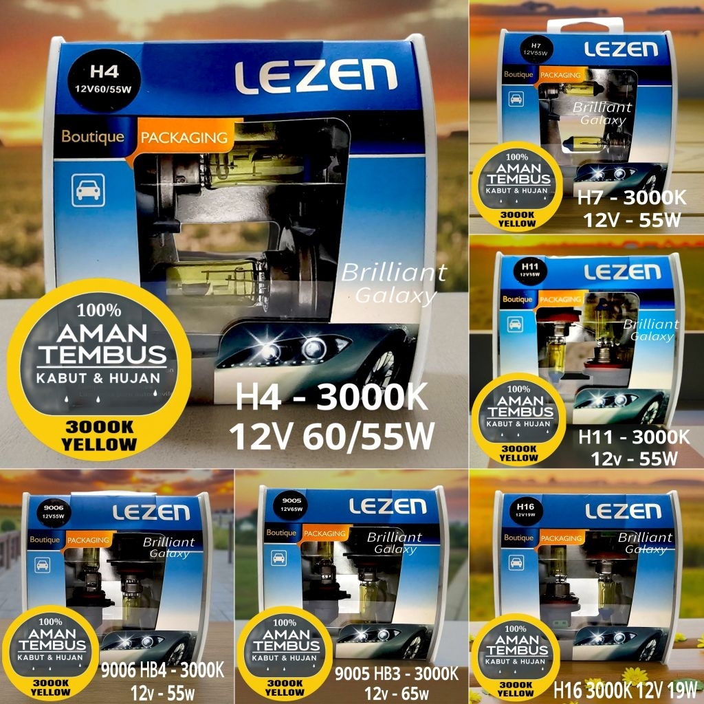 LEZEN 3000K หลอดฮาโลเจนซีนอนคู่ - H3 H4 H7 H11 H16 HB3 HB4