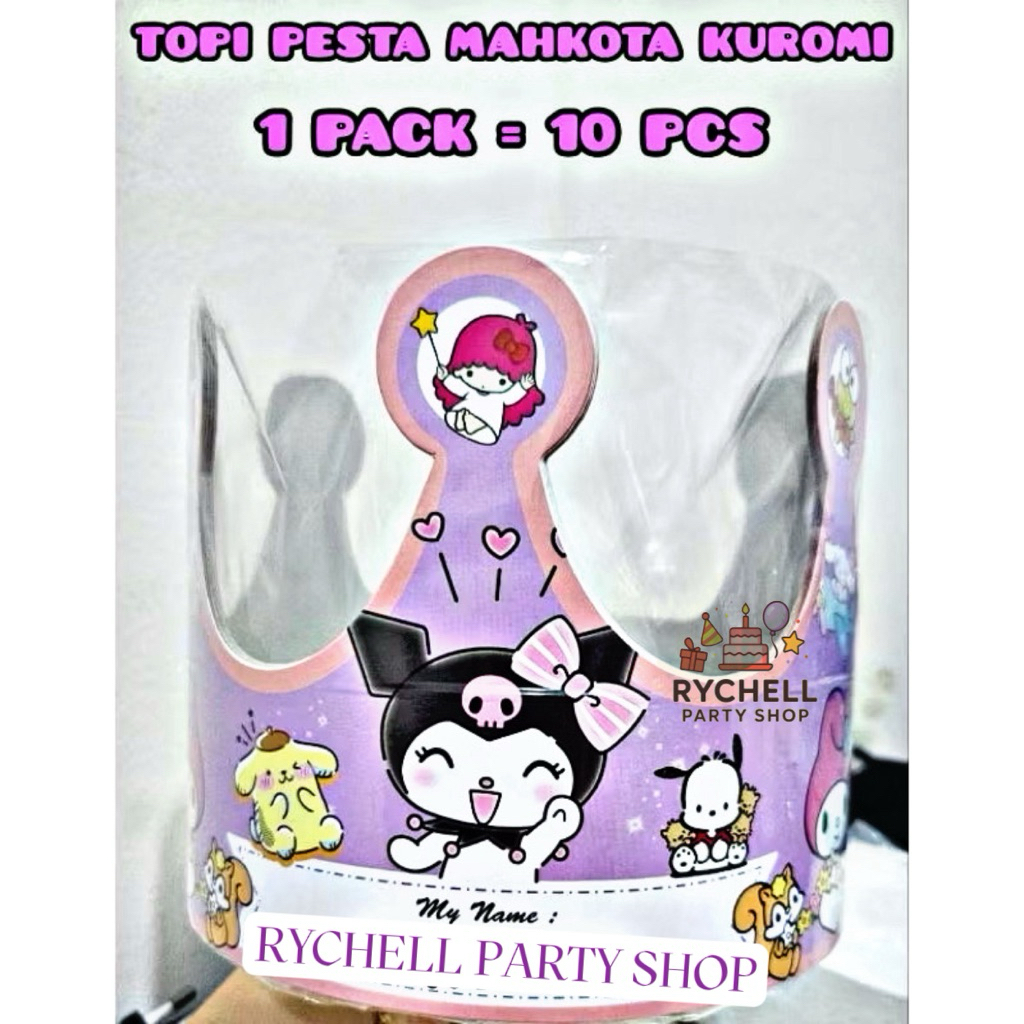 KUROMI CHARACTER CROWN BIRTHDAY HAT | หมวก CROWN CIRCLE | หมวกกระดาษวันเกิด KUROMI CHARACTER