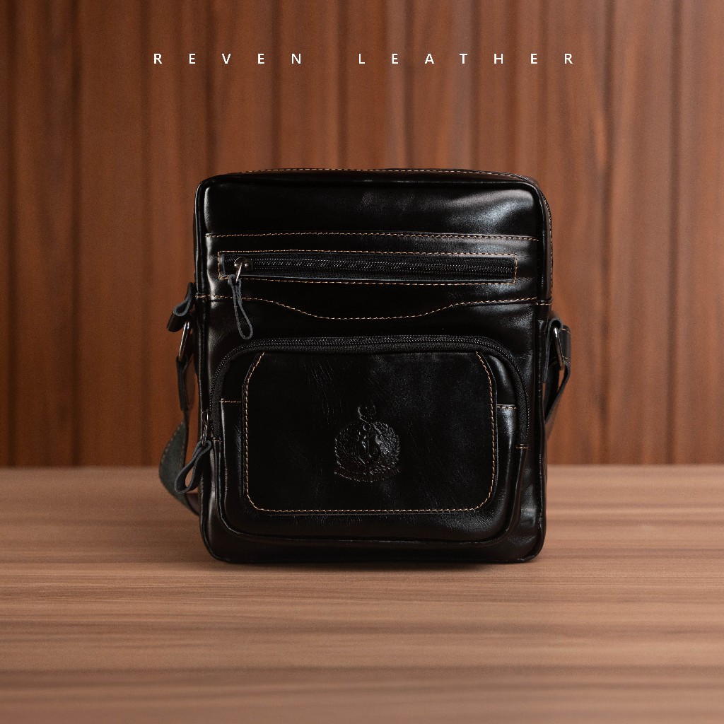 TNI LOGO - กระเป๋าสะพายหนังวัวแท้ที่ผลิตโดย Reven Leather Polo Amstar - หนังวัวแท้ 100%