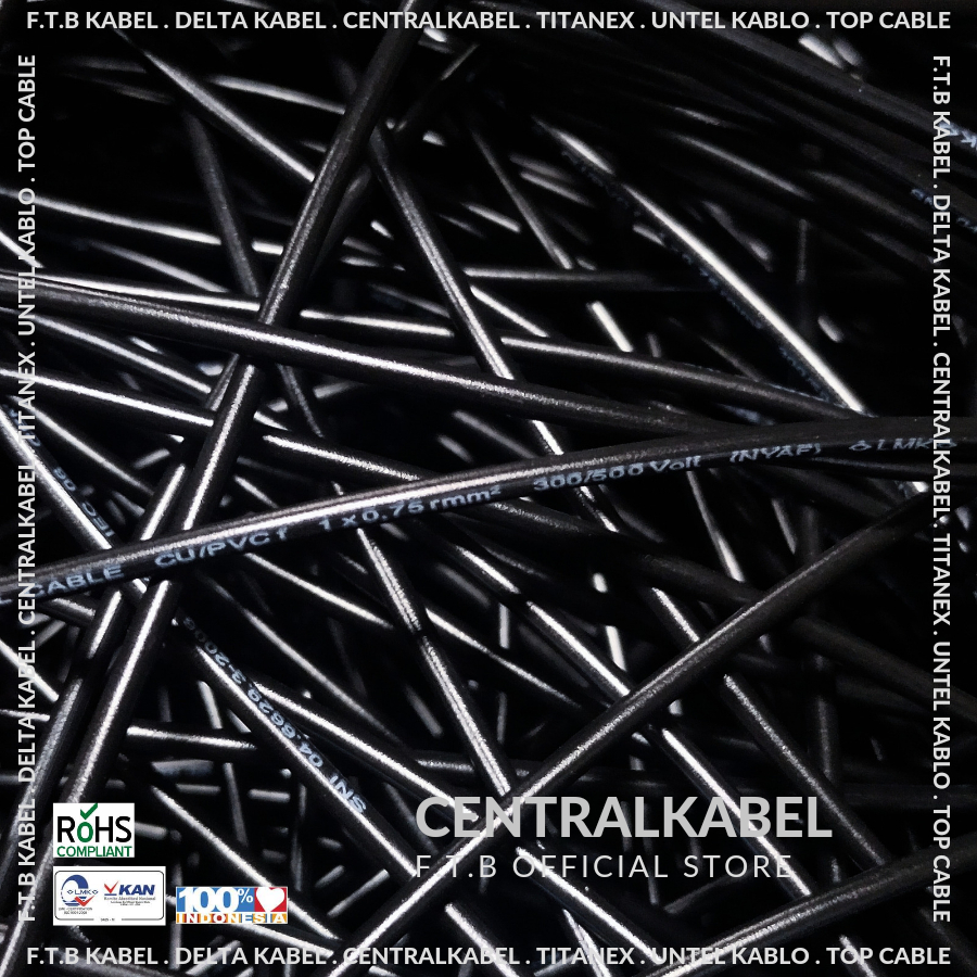 SNI CENTRAL NYAF CABLE 0.75 Sqmm 500V 10Meter ( H05VK / AF / BVR0.75mm 1x0.75mm 0.75mm 1x0.75mm 1x0.