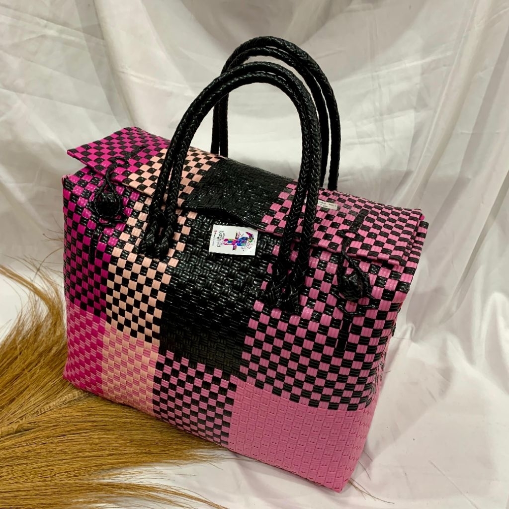 LARGE SQUARE WOVEN BAG - TWO STRAP WOVEN BAG