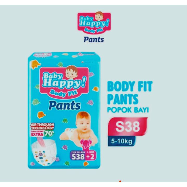 BABY HAPPY PANTs S38+2 - Pampers BABY Diapers Extra 70% Absorbency, Soft Coating, Pee Indicator