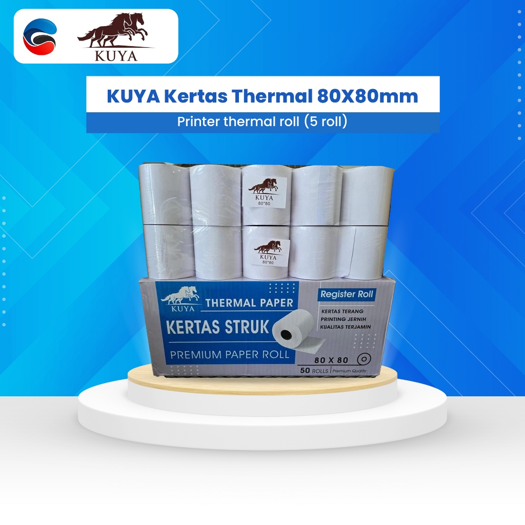 KUYA Thermal Paper 80x80 Thermal Printer roll 80 X 80 mm 80x80mm (5 ม้วน)